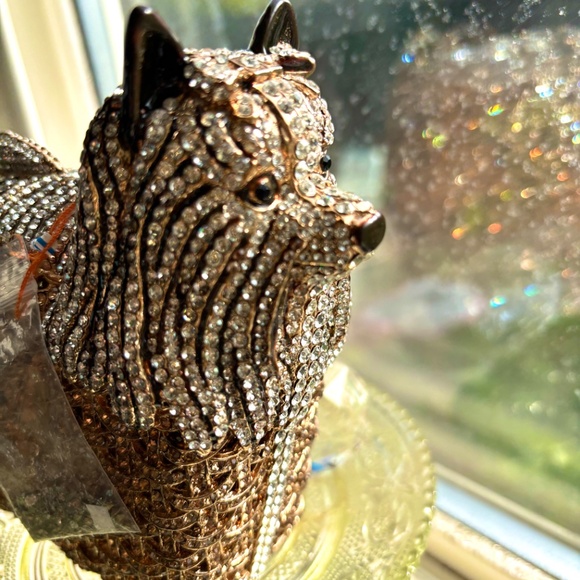 Yorkie Swarovski Austrian Crystal Mini Clutch Minauderie - Picture 11 of 11